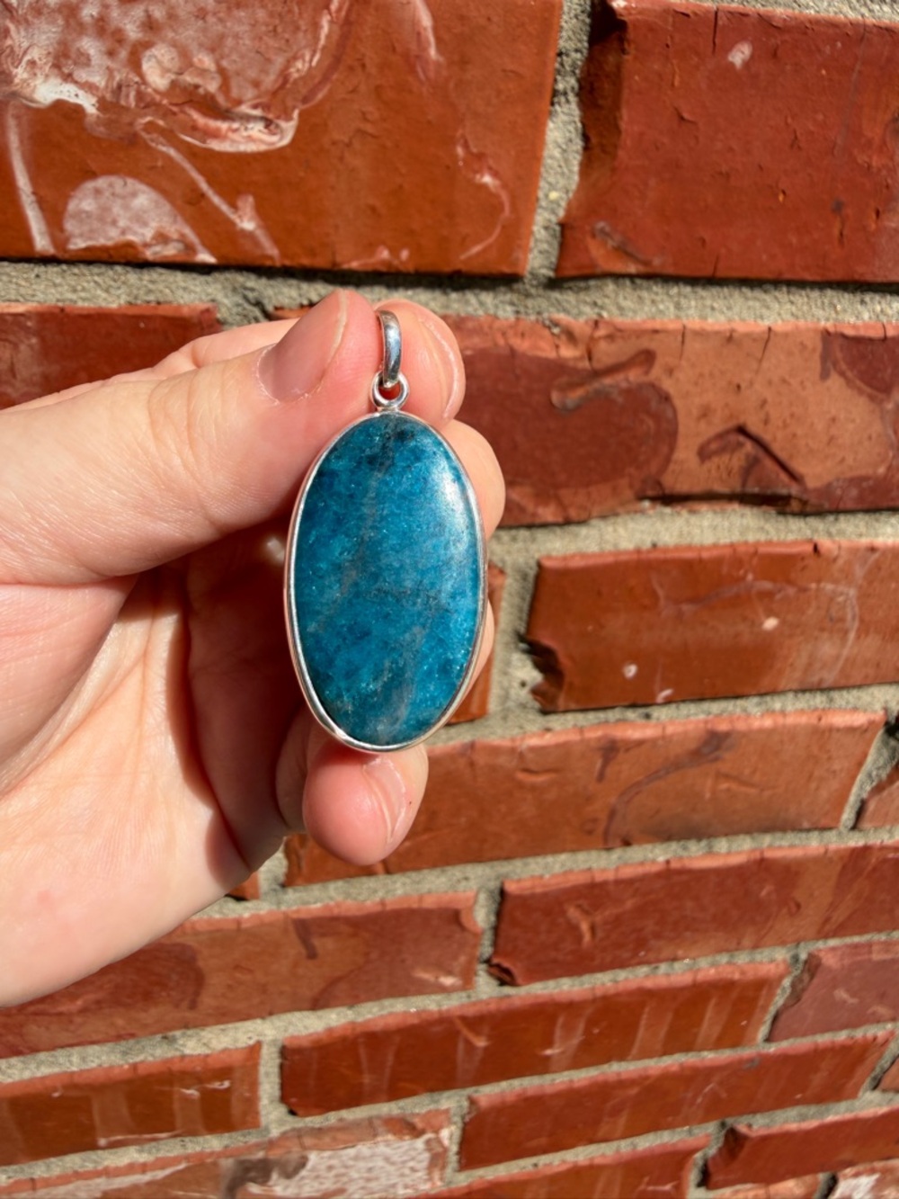 Blue Apatite Stone Sterling Pendant - Women Jewelry